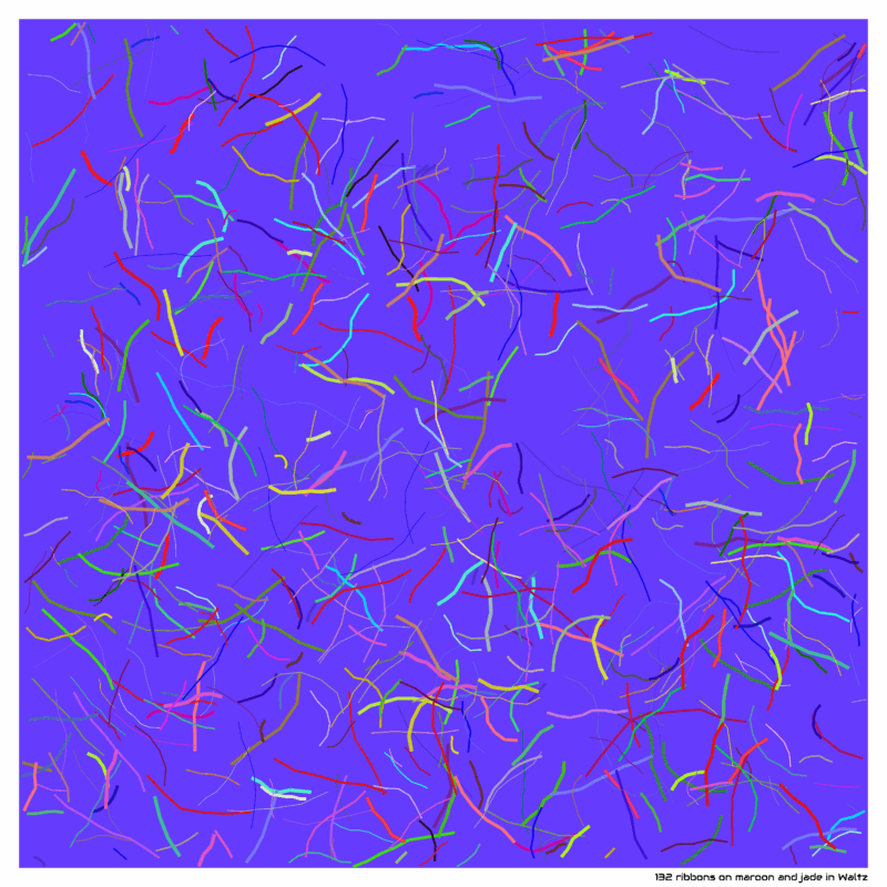132 ribbons on maroon and jade in Waltz