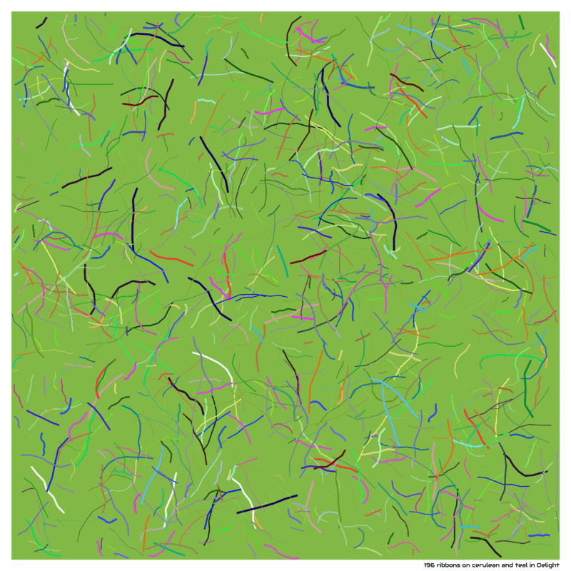 196 ribbons on cerulean and teal in Delight