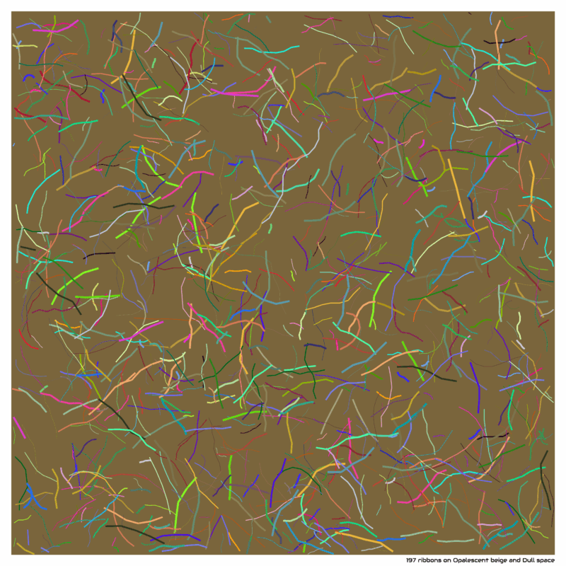 197 ribbons on Opalescent beige and Dull space