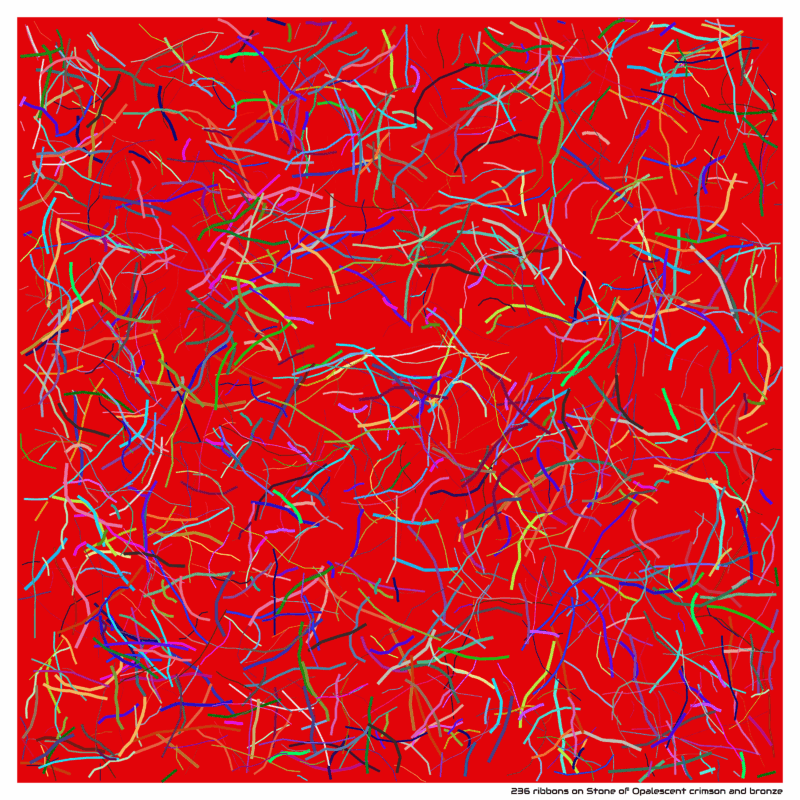 236 ribbons on Stone of Opalescent crimson and bronze