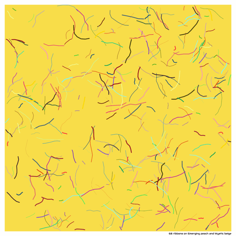 68 ribbons on Emerging peach and Mystic beige