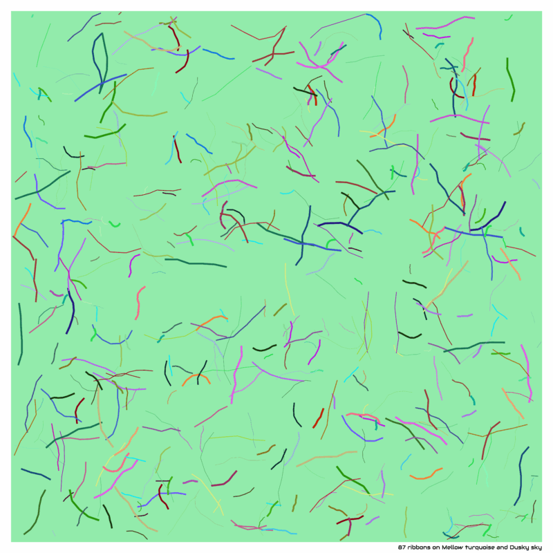 87 ribbons on Mellow turquoise and Dusky sky
