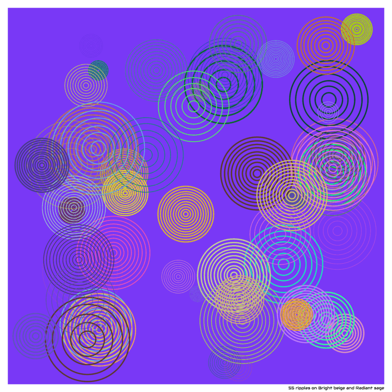 55 ripples on Bright beige and Radiant sage