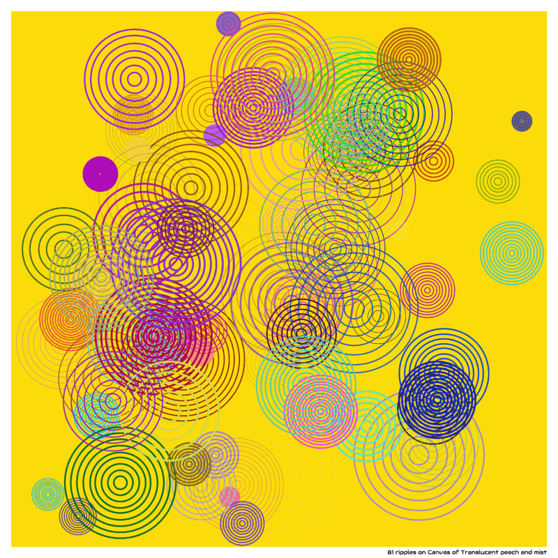 81 ripples on Canvas of Translucent peach and mist