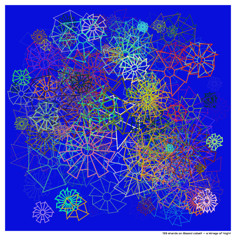 159 shards on Glazed cobalt — a Mirage of Night
