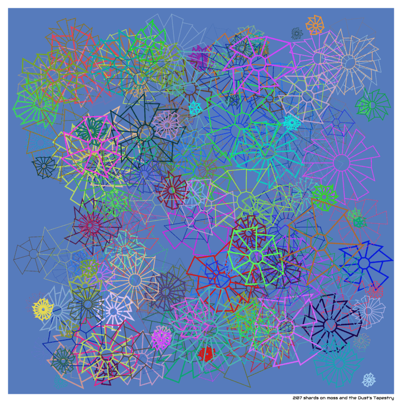 207 shards on moss and the Dust’s Tapestry