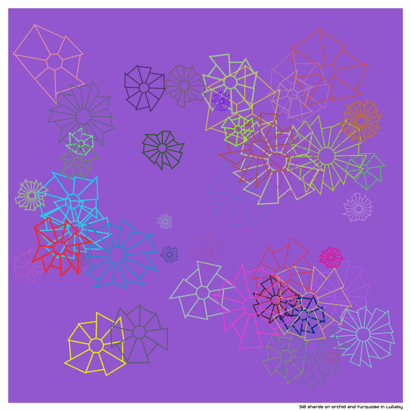 50 shards on orchid and turquoise in Lullaby