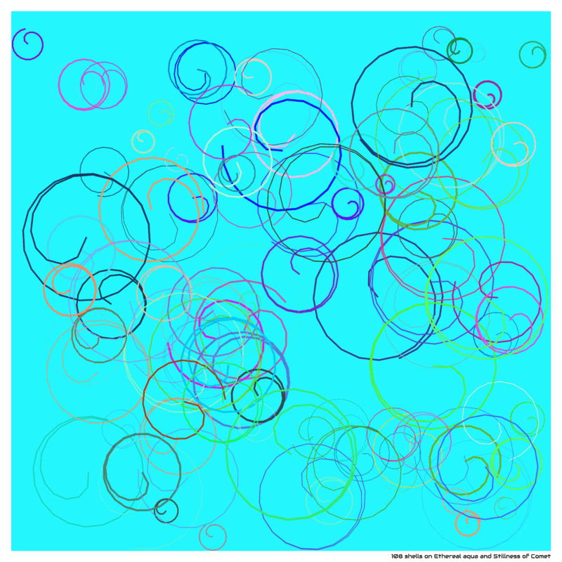 108 shells on Ethereal aqua and Stillness of Comet