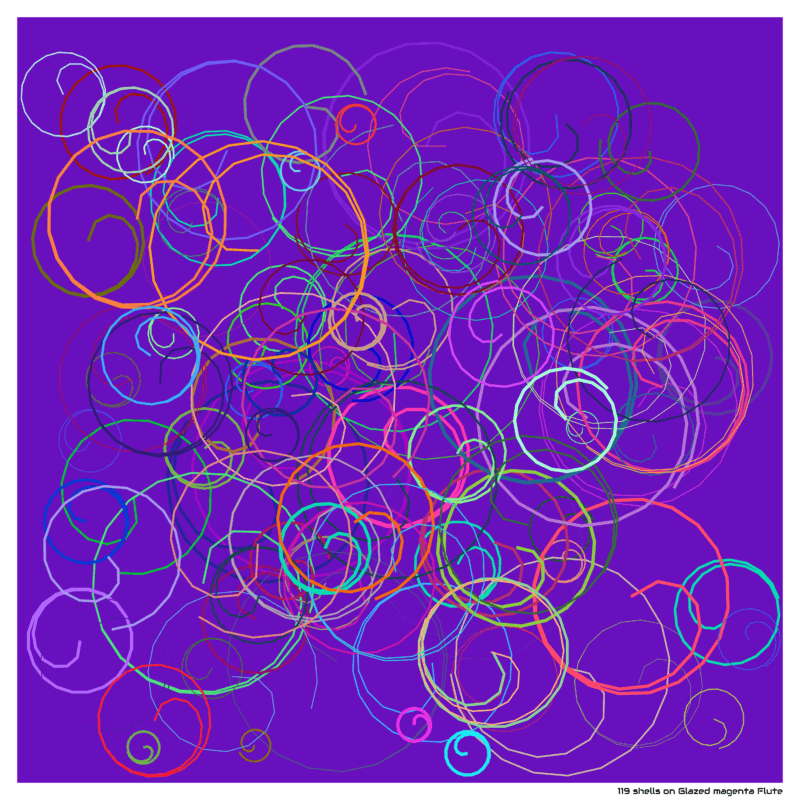 119 shells on Glazed magenta Flute