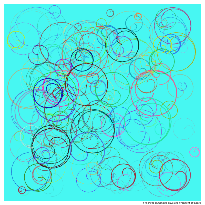 149 shells on Echoing aqua and Fragment of Spark