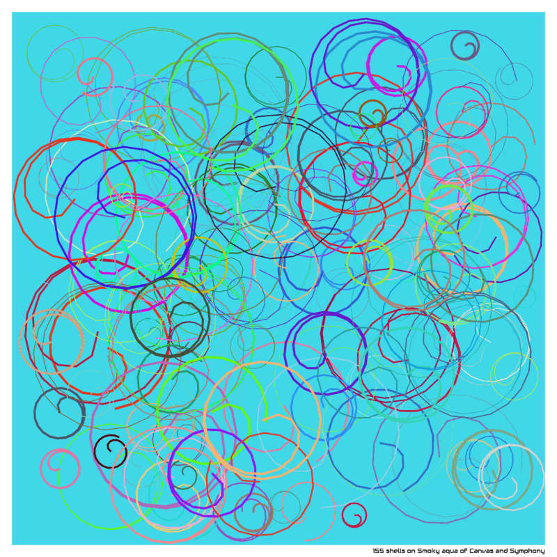155 shells on Smoky aqua of Canvas and Symphony