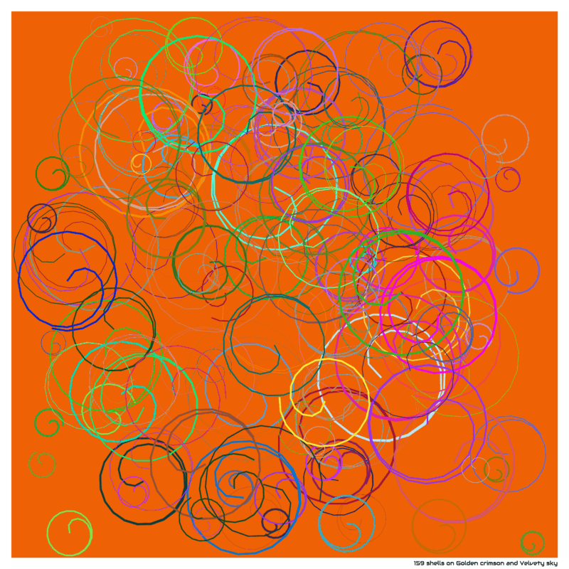159 shells on Golden crimson and Velvety sky