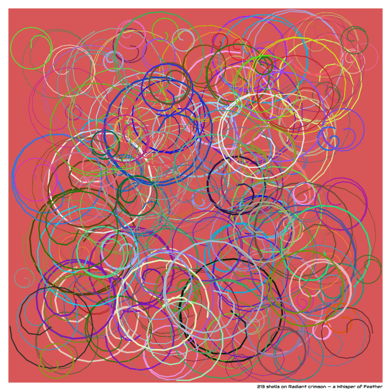 213 shells on Radiant crimson — a Whisper of Feather