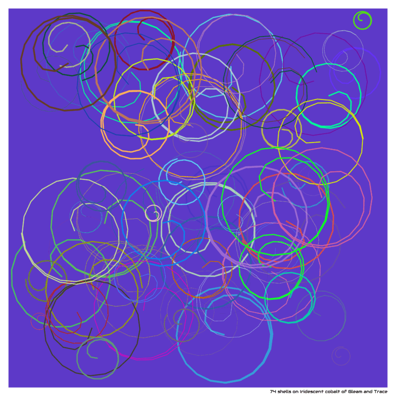 74 shells on Iridescent cobalt of Gleam and Trace