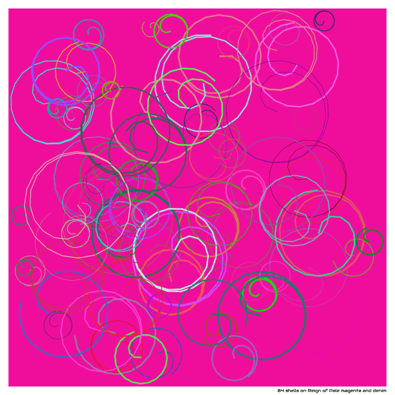 84 shells on Reign of Pale magenta and denim
