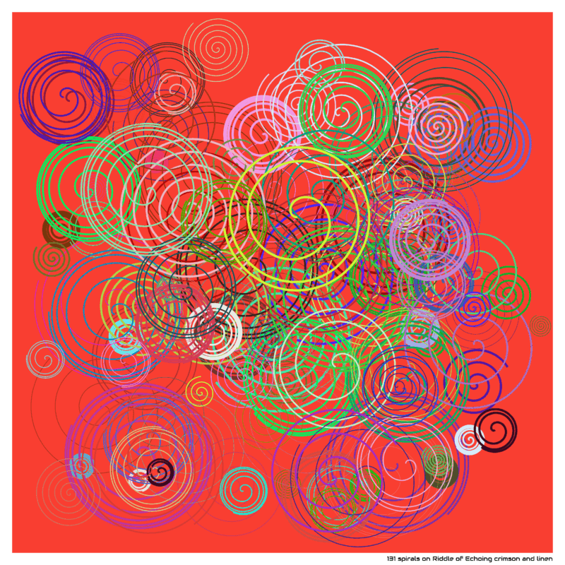 131 spirals on Riddle of Echoing crimson and linen