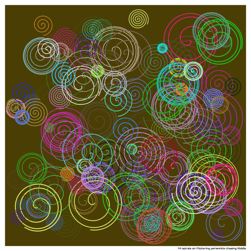 141 spirals on Flickering periwinkle chasing Riddle