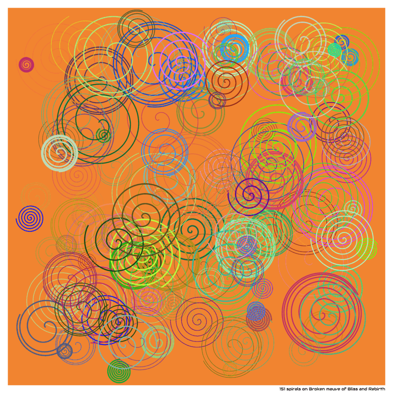 151 spirals on Broken mauve of Bliss and Rebirth