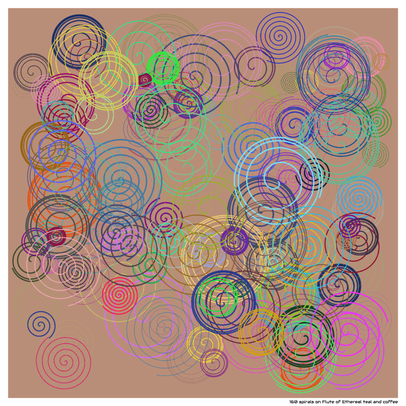 160 spirals on Flute of Ethereal teal and coffee