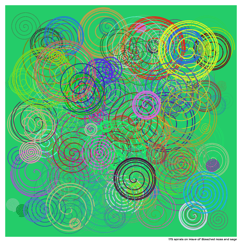175 spirals on Wave of Bleached moss and sage