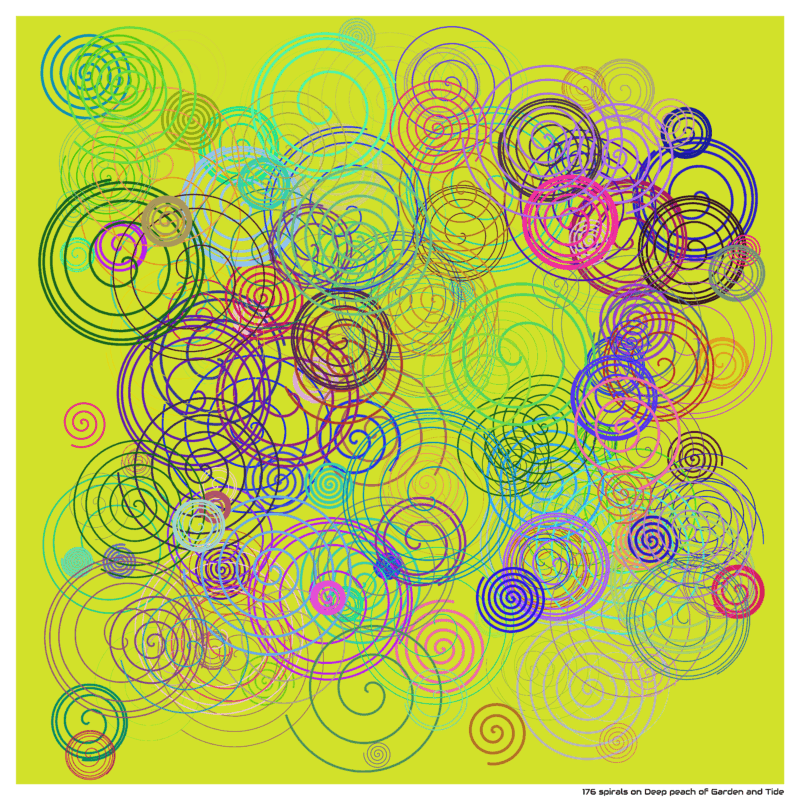 176 spirals on Deep peach of Garden and Tide