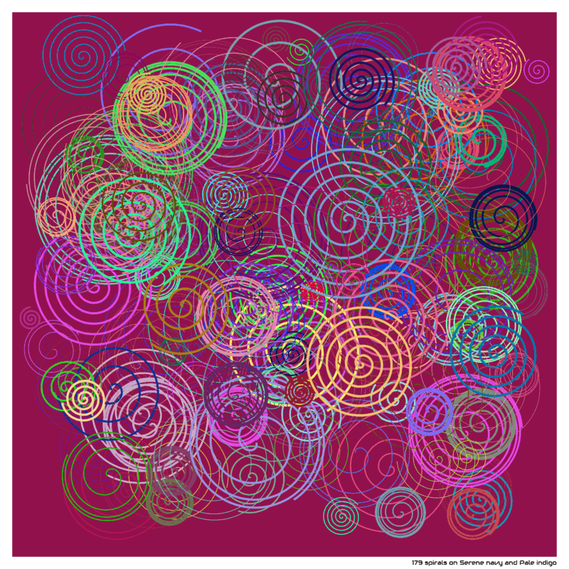 179 spirals on Serene navy and Pale indigo