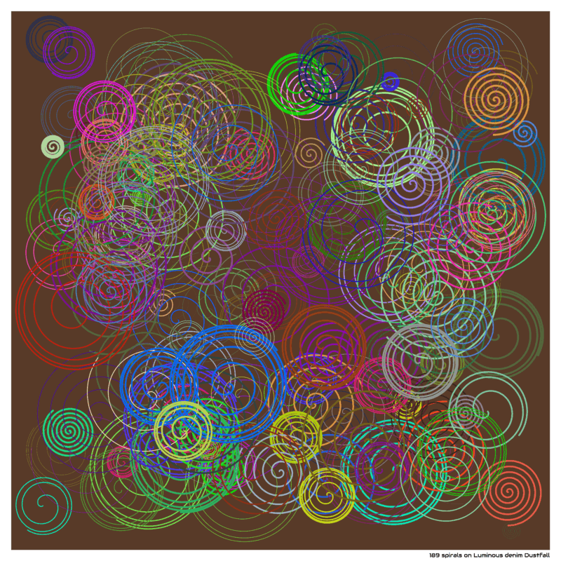 189 spirals on Luminous denim Dustfall