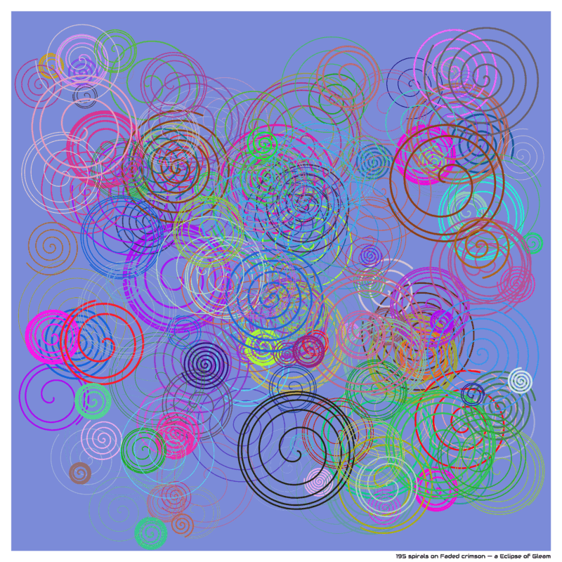 195 spirals on Faded crimson — a Eclipse of Gleam