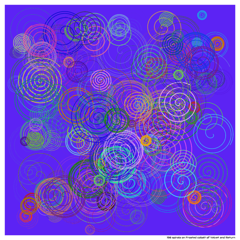 198 spirals on Frosted cobalt of Velvet and Return