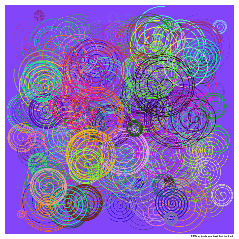 204 spirals on teal behind Ink