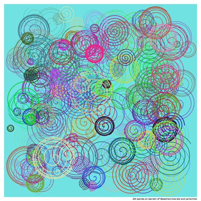 231 spirals on Garden of Bleached emerald and periwinkle