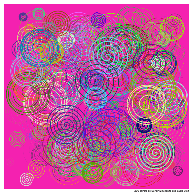 236 spirals on Dancing magenta and Lucid void