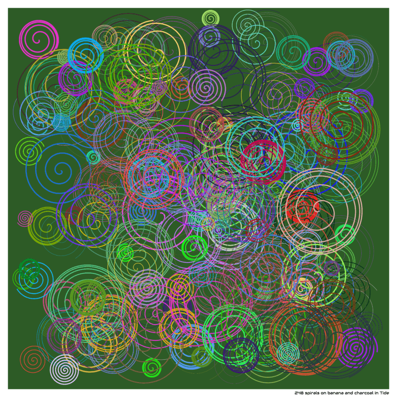 248 spirals on banana and charcoal in Tide