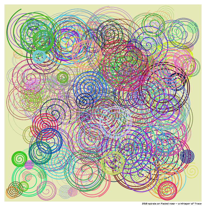 250 spirals on Faded rose — a Whisper of Trace