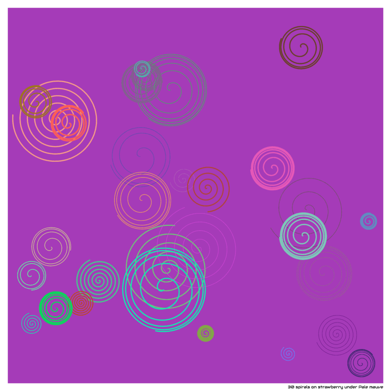 30 spirals on strawberry under Pale mauve