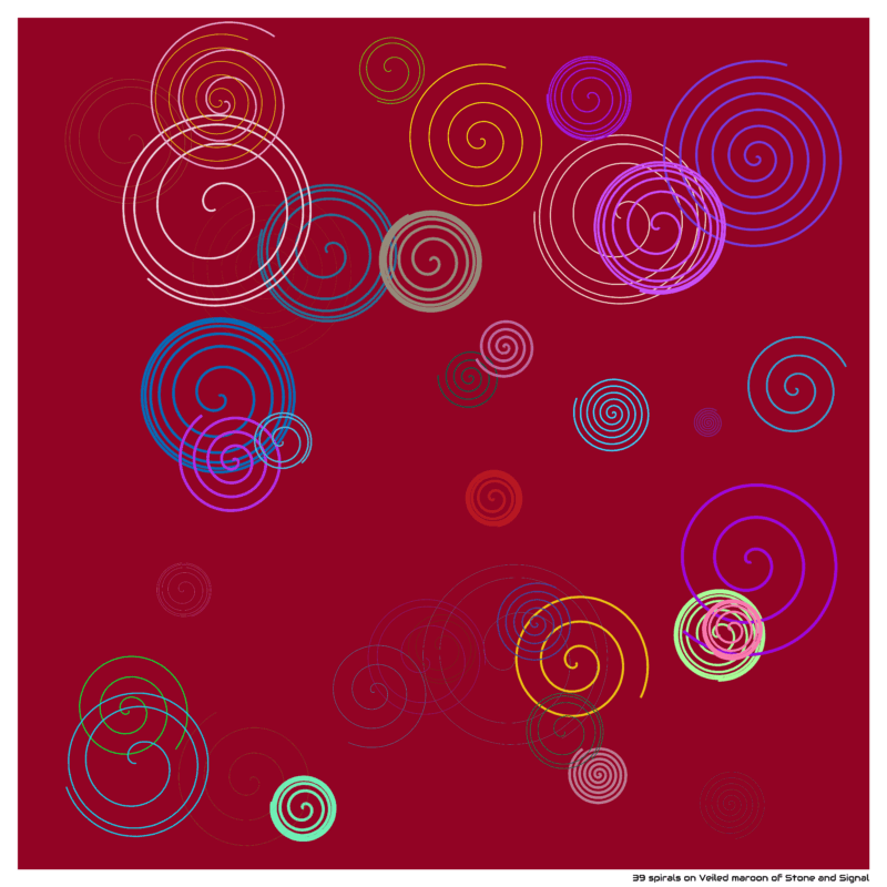 39 spirals on Veiled maroon of Stone and Signal