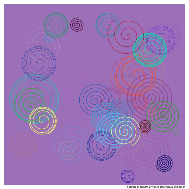 41 spirals on Garden of Veiled strawberry and denim