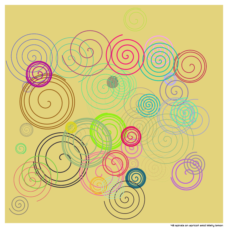 48 spirals on apricot amid Misty lemon