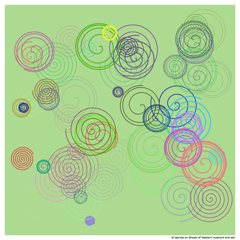 61 spirals on Shade of Radiant mustard and ash
