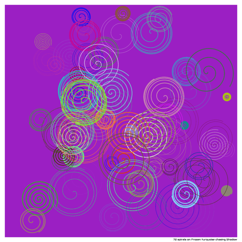 72 spirals on Frozen turquoise chasing Shadow
