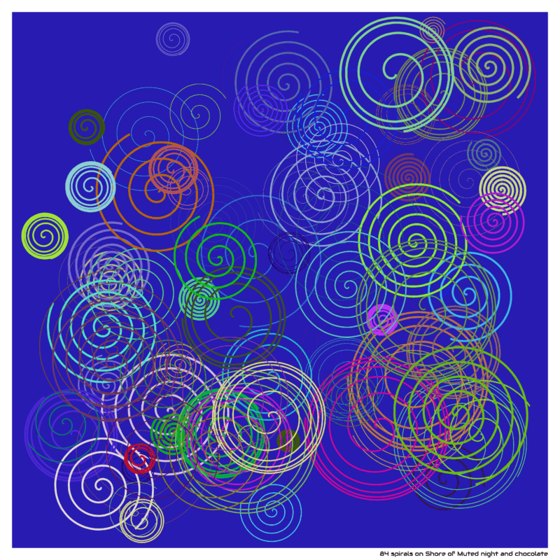 84 spirals on Shore of Muted night and chocolate