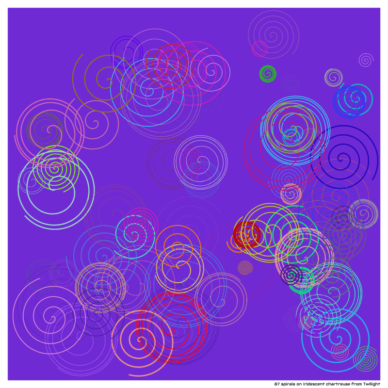 87 spirals on Iridescent chartreuse from Twilight