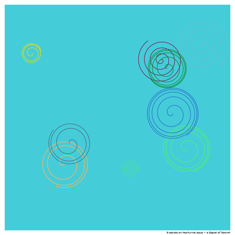 9 spirals on Nocturnal aqua — a Signal of Secret