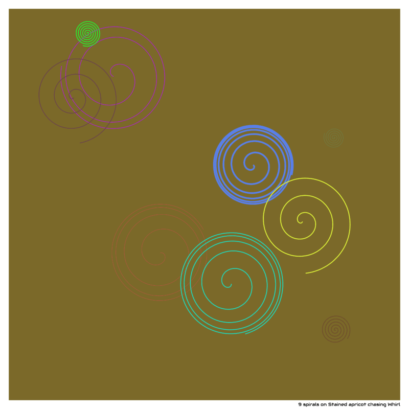 9 spirals on Stained apricot chasing Whirl