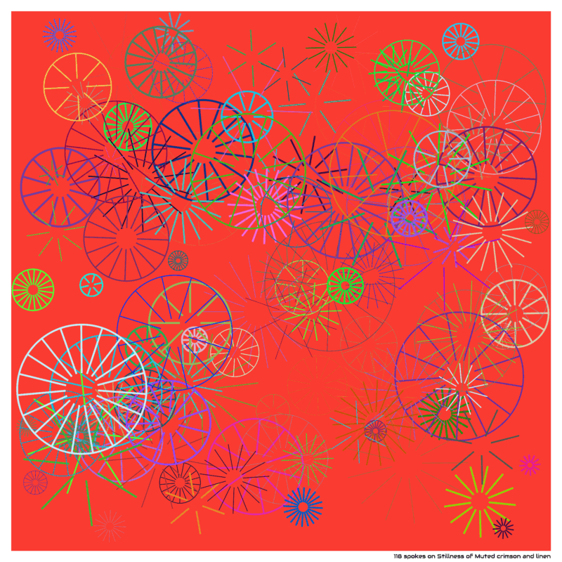118 spokes on Stillness of Muted crimson and linen