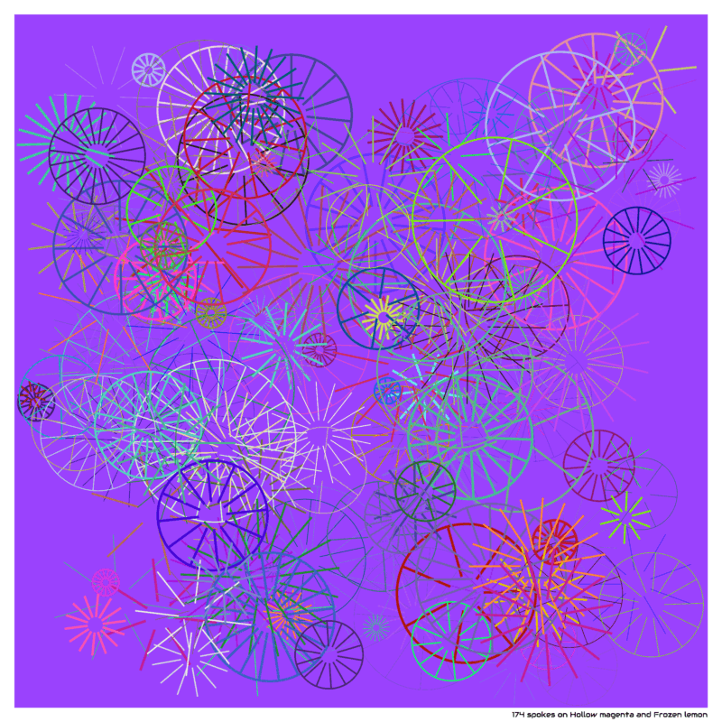 174 spokes on Hollow magenta and Frozen lemon