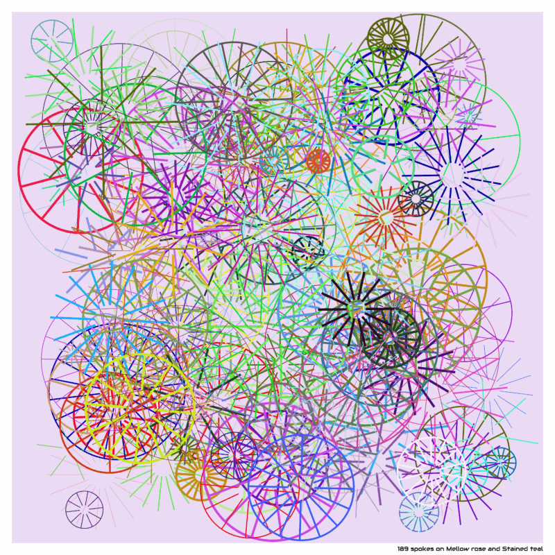 189 spokes on Mellow rose and Stained teal