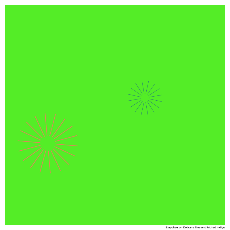 2 spokes on Delicate lime and Muted indigo