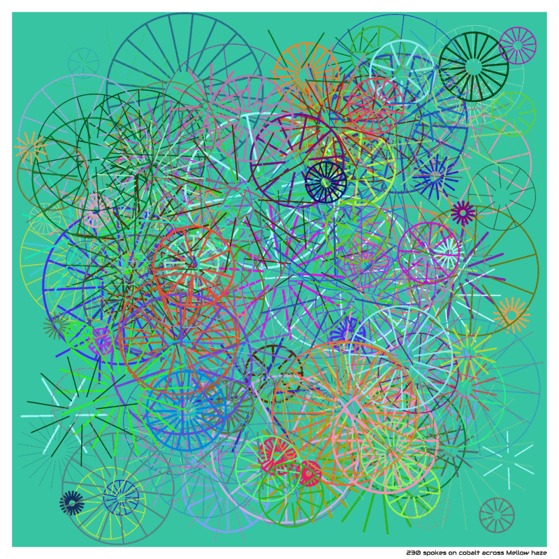 230 spokes on cobalt across Mellow haze