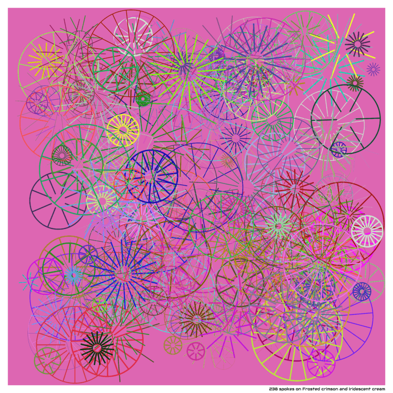 238 spokes on Frosted crimson and Iridescent cream